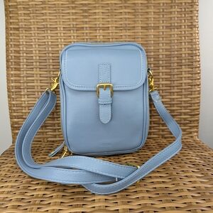 Minooy Naya Small Blue Soft Leather Crossbody Shoulder Bag Organizer Wallet